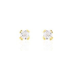 Damen Ohrstecker Gold 375 Zirkonia Viereck 3mm - Ohrstecker Damen | OROVIVO