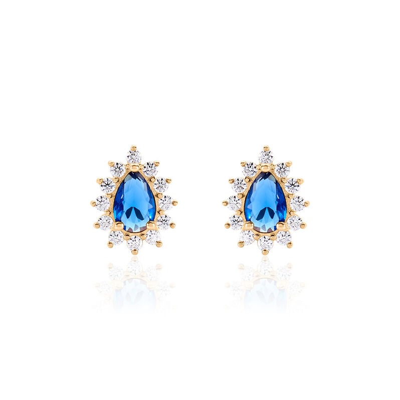 GENEVIEVE Damen Ohrstecker Vergoldet Zirkonia Blau Tropfen - Ohrstecker Damen | OROVIVO