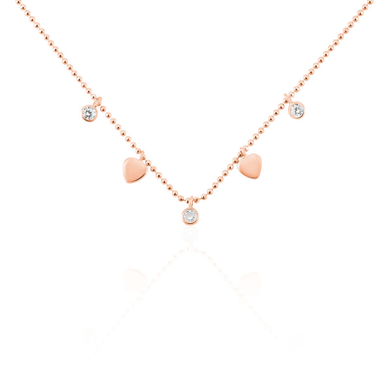 MONNIKA Kinder Collier Silber rosevergoldet 925 Zirkonia Wei&szlig; 0,18 ct Herz - Halsketten Kinder | OROVIVO