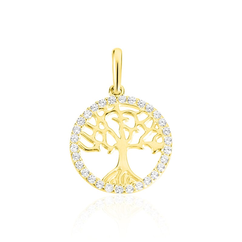 EDE LEBENSBAUM 2 Damen Anh&auml;nger Gold 375 (9 Karat) Zirkonia Wei&szlig; Lebensbaum - Schmuckanh&auml;nger Damen | OROVIVO