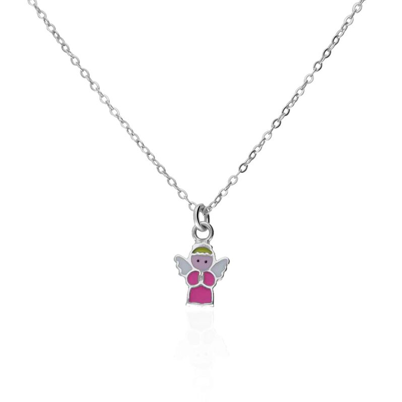 Collana in argento rodiato con simbolo angelo - Spannringe Kinder | OROVIVO