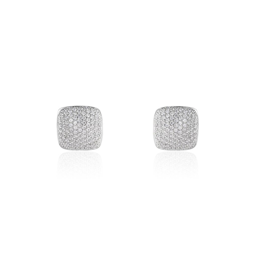 PAVINA Damen Ohrstecker Silber Silber 925 Zirkonia Weiß 0,05 ct Mandel, Ohrstecker mit Stein