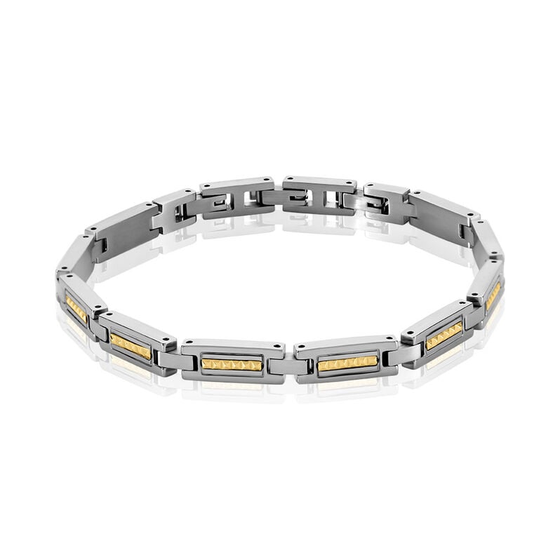 TORIN Herren Armband Edelstahl Bicolor Gelb/Silber Rechteckig B 6 mm - Armbänder mit Anhänger Herren | OROVIVO