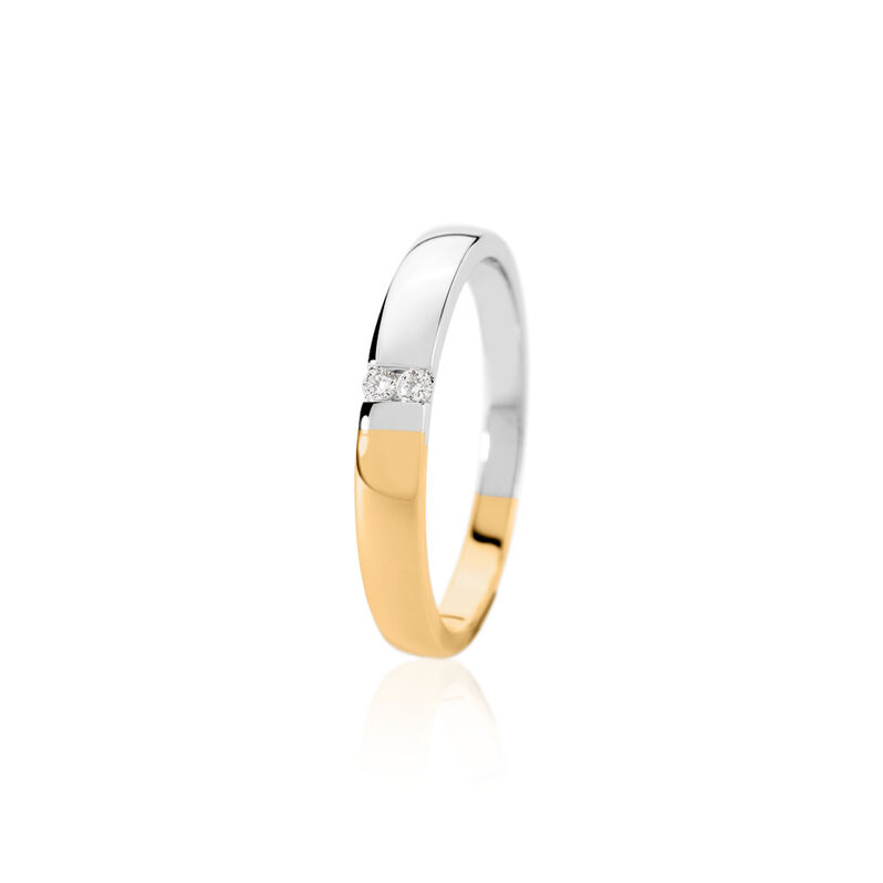 ADELHEID Damen Ring Gold Bicolor Gelb/Silber 375 (9 Karat) Diamant Weiß 0,03 ct - Ringe mit Stein Damen | OROVIVO
