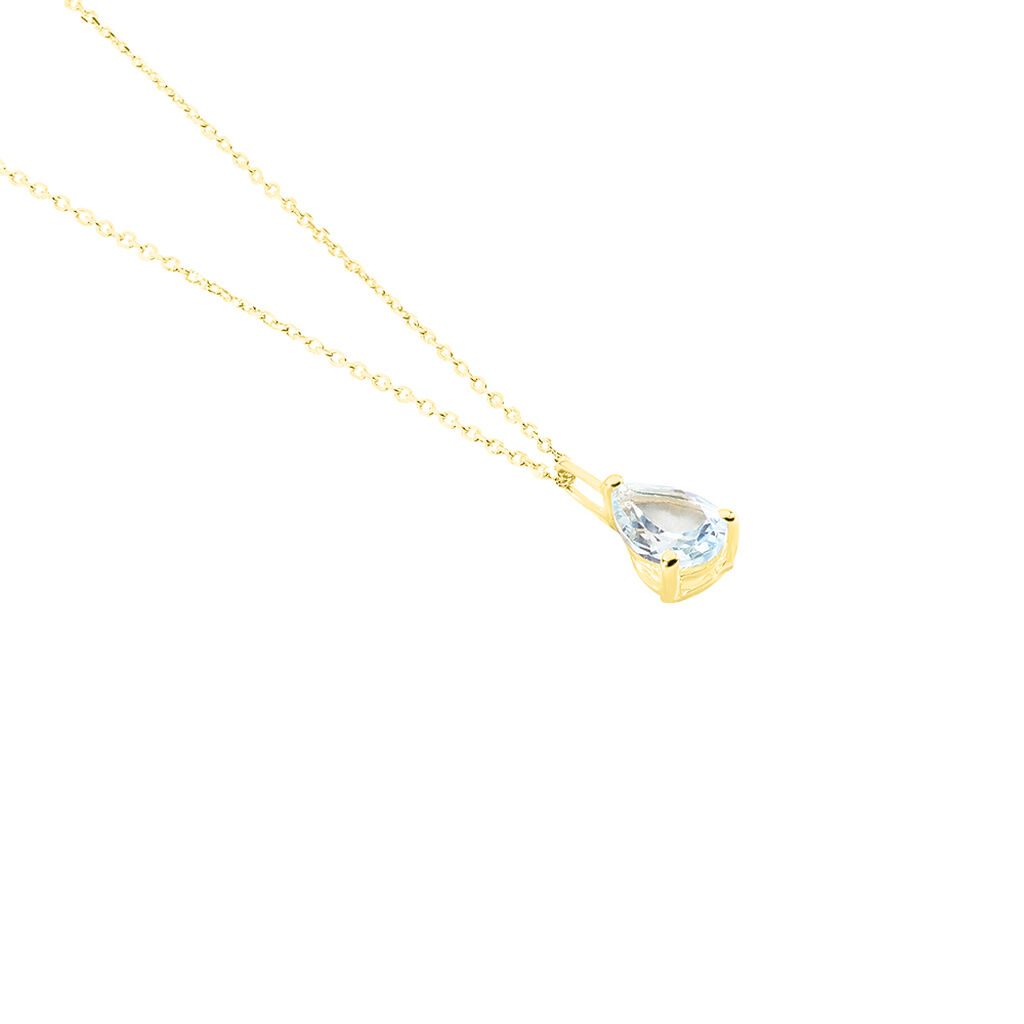 GOUTTE Damen Collier Gold 375 (9 Karat) Topas Blau 0,76 ct Tropfen