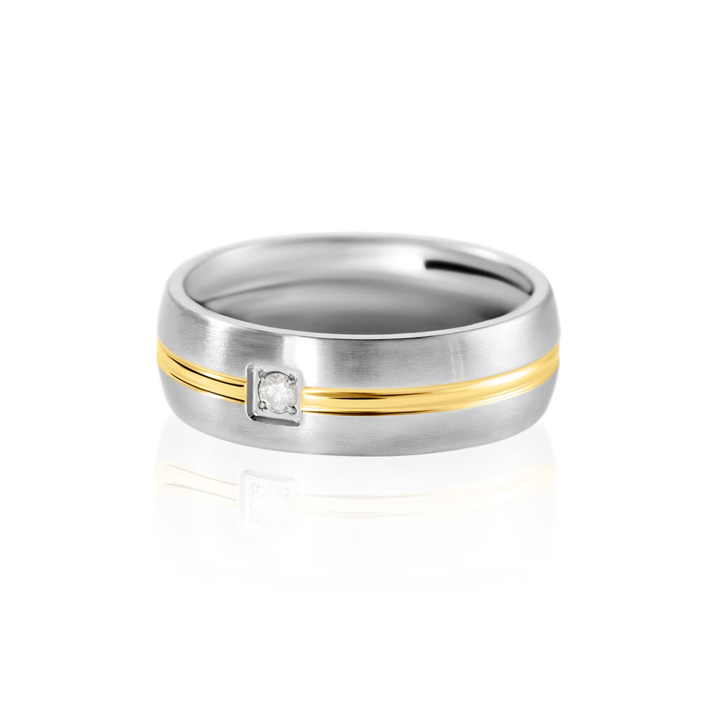 BOND Damen Ring Edelstahl Bicolor Gold/Silber Diamant Wei&szlig; 0,03 ct B 6 mm