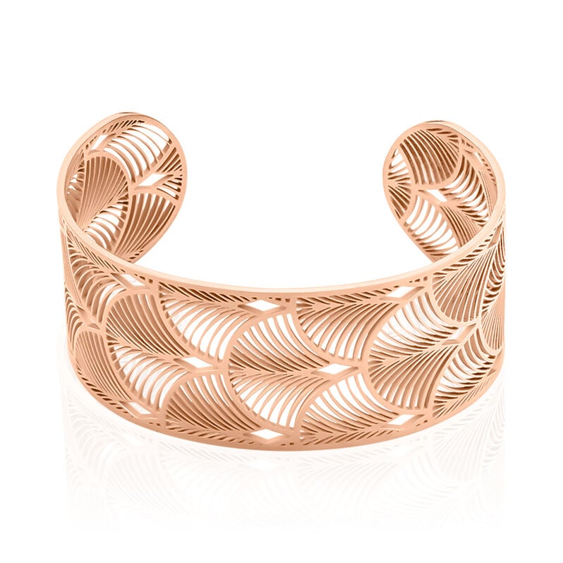 MONA 1 Damen Armreif / Armspange Edelstahl rosevergoldet Blatt - Armreifen Damen | OROVIVO