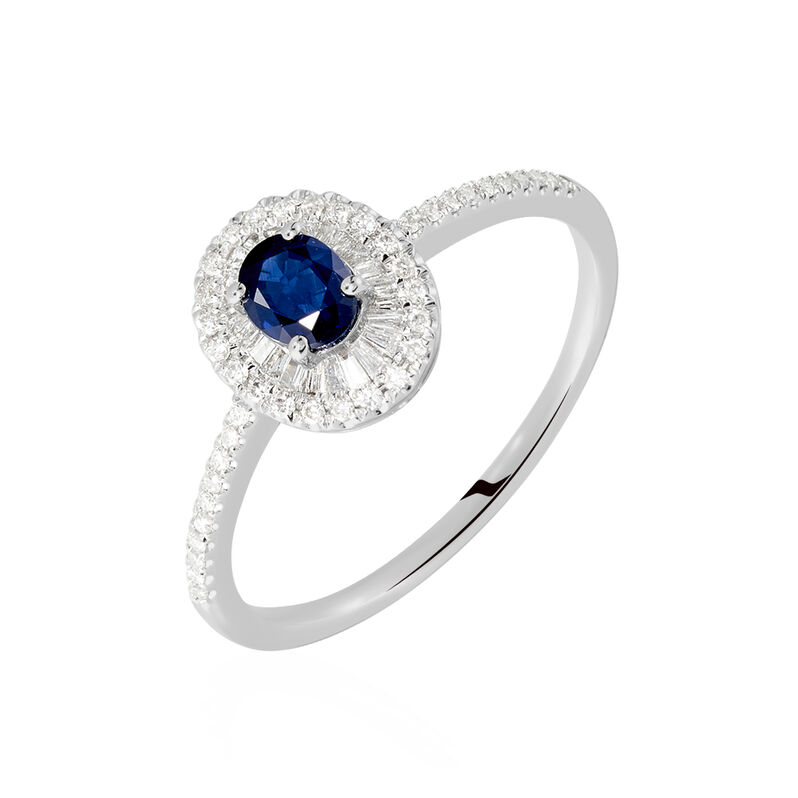 Damen Ring Weißgold 585 Oval Blau Geometrisch Jakka - Solitärringe Damen | OROVIVO