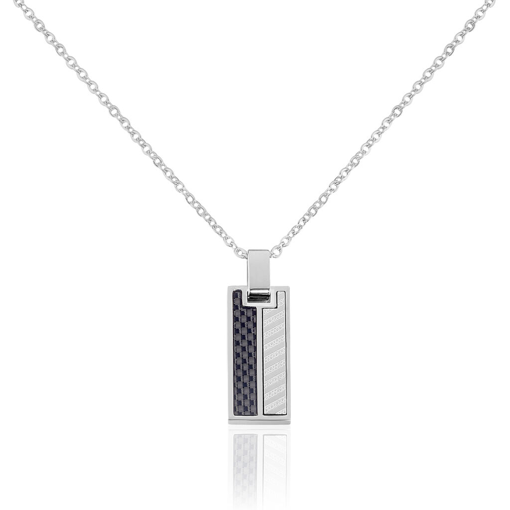 Thumbnail - Herren Halskette Edelstahl Karbon, Collier ohne Stein