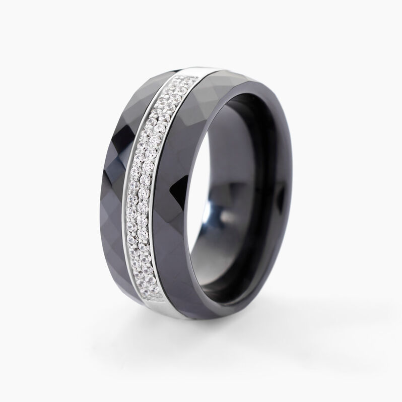 Bague Ceramik Design Argent Blanc Oxyde De Zirconium Et Céramique - Spannringe Damen | OROVIVO