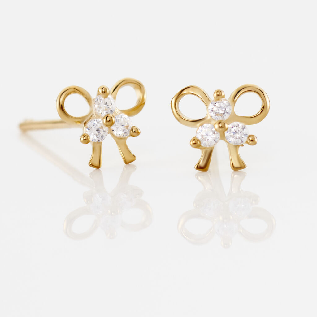 Ohrstecker Gold 375 Zirkonia Schleife - Ohrstecker Familie | OROVIVO