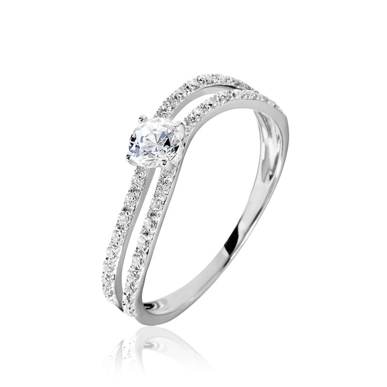 Bague Vrille Double Or Blanc Oxyde De Zirconium - Spannringe Damen | OROVIVO