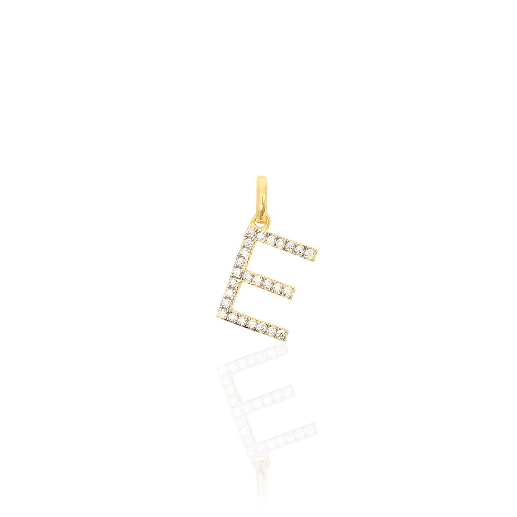 Anh&auml;nger Gold 375 Zirkonia Buchstabe E