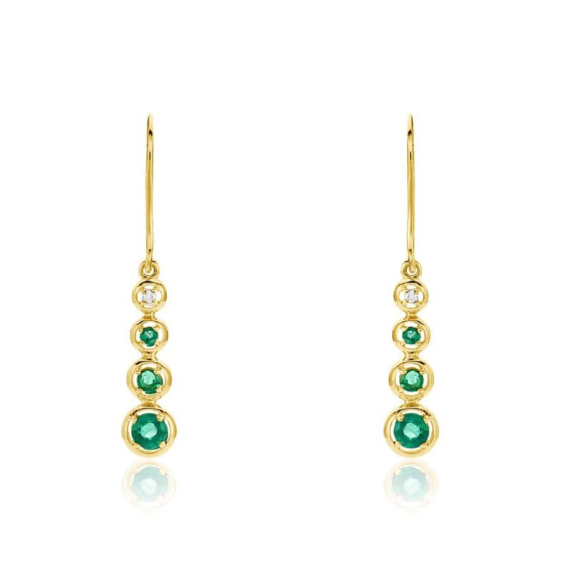 Boucles D'oreilles Pendantes Josephine Or Jaune Emeraude - Spannringe Damen | OROVIVO