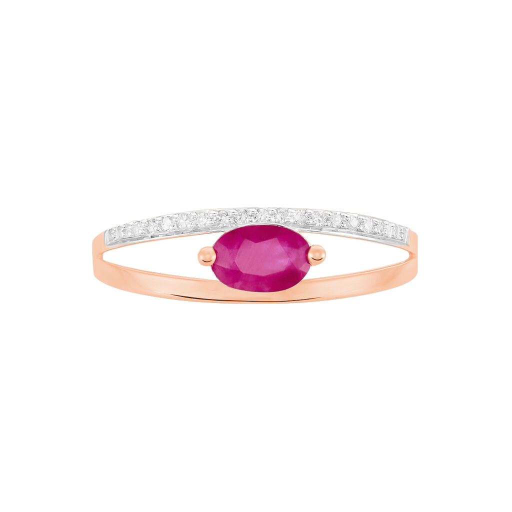 Damenring Roségold 375 Rubin Diamanten 0,06ct - Ringe mit Edelsteinen Damen | OROVIVO