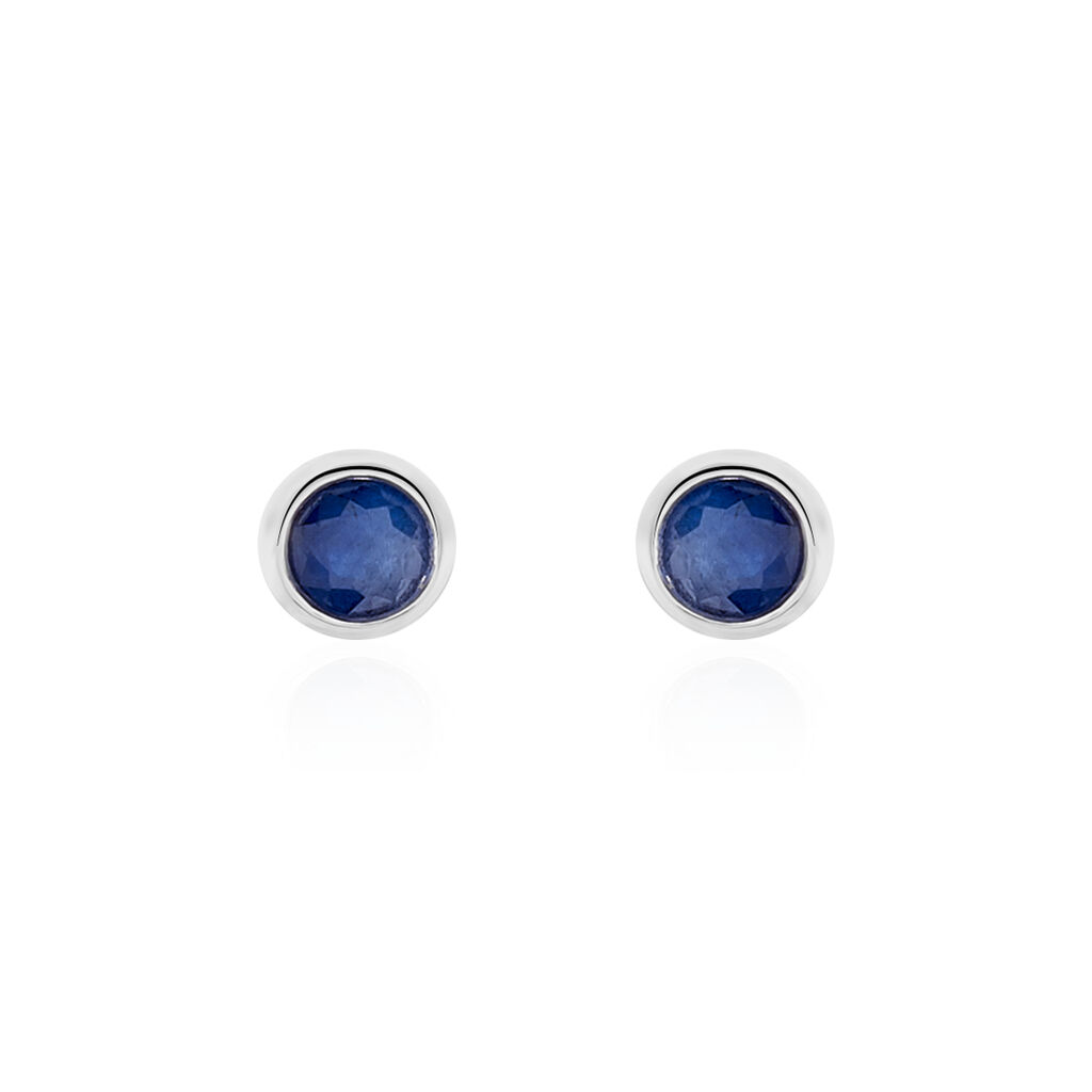 EDY FASSUNG ZARGE Damen Ohrstecker Wei&szlig;gold 375 (9 Karat) Saphir Blau 0,74 ct