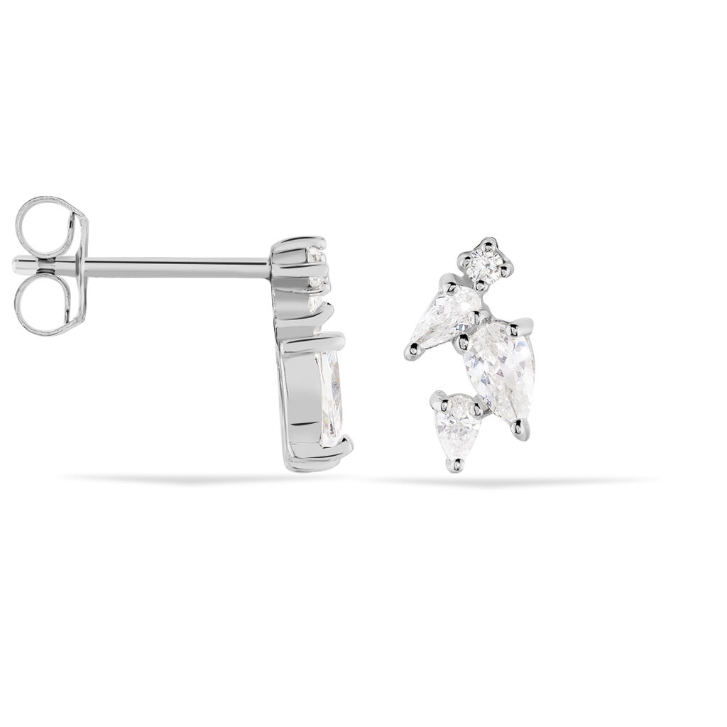INA Damen Ohrstecker Silber 925 Zirkonia Wei&szlig; 0,12 ct Tropfen