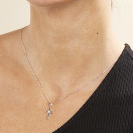 Kreuz Anhänger Weißgold 375 Diamant 0,019ct Cloe - Kreuzanhänger Familie | OROVIVO