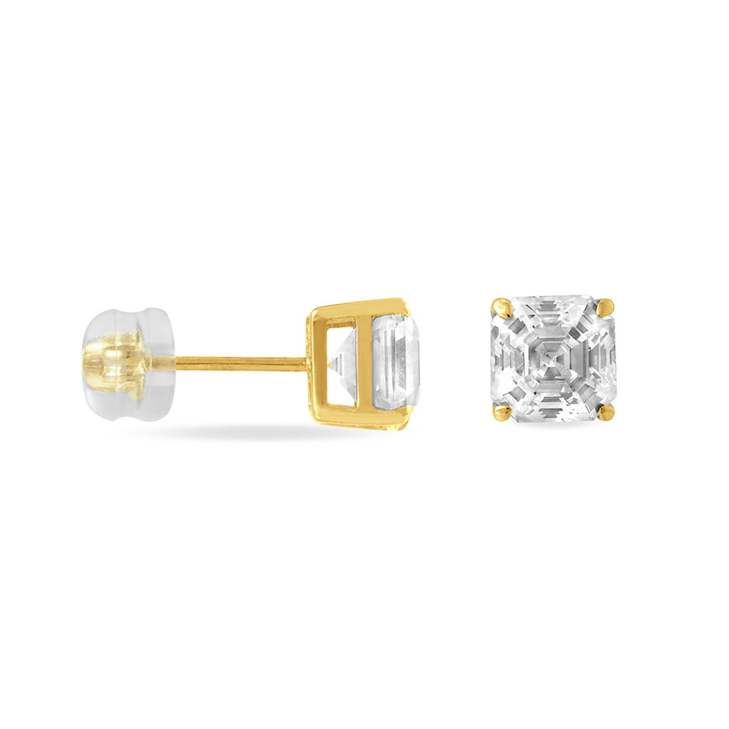 DOREEN CARRE Damen Ohrstecker Gold 375 (9 Karat) Zirkonia Wei&szlig; 4,03 ct