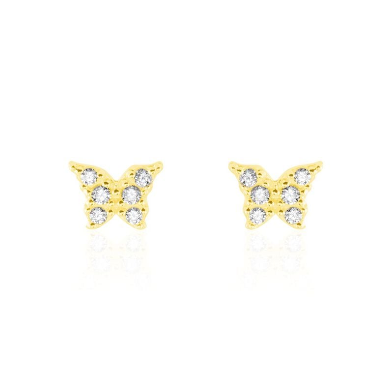 Boucles D'oreilles Puces Or Jaune Fragaria Oxydes - Spannringe Damen | OROVIVO