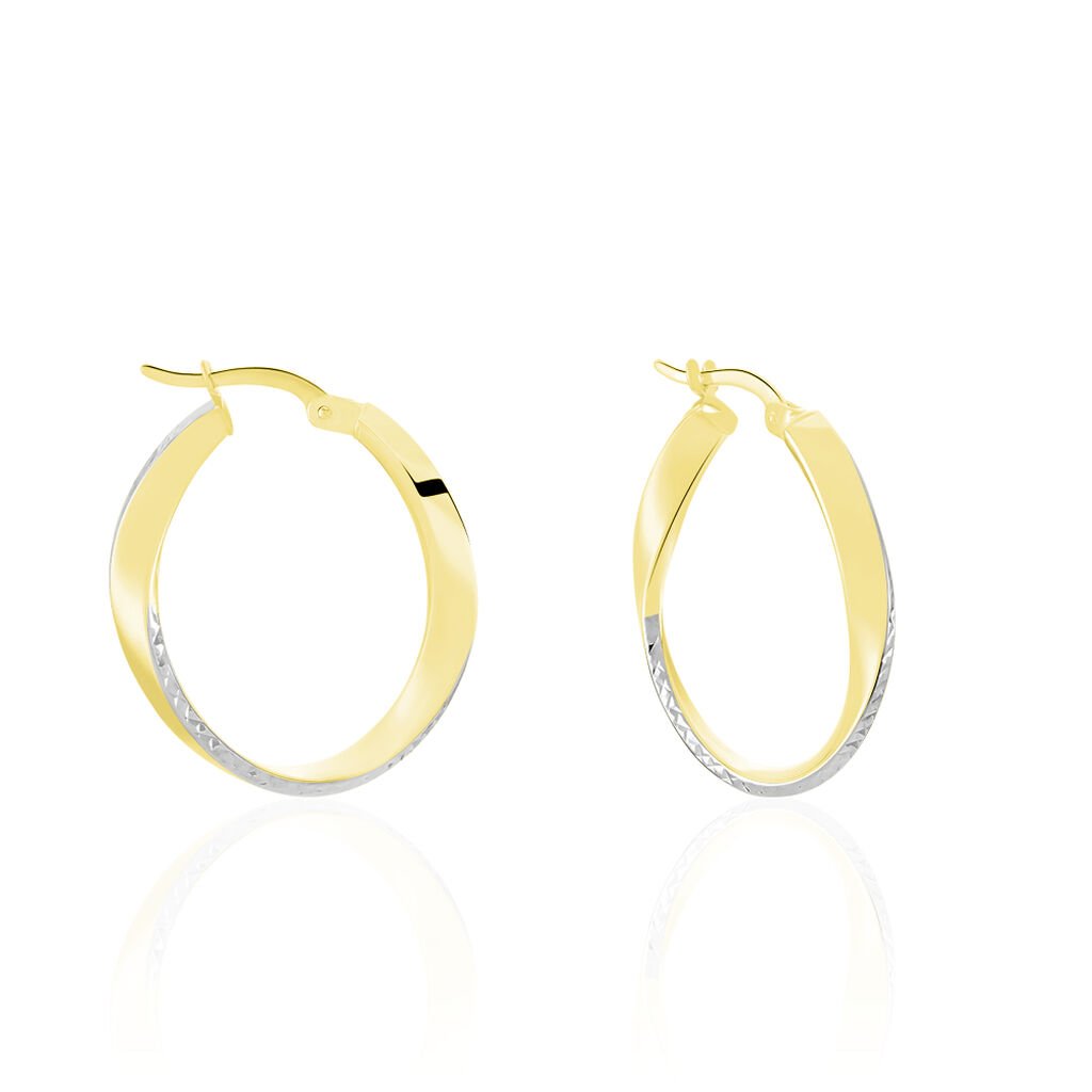 DORALYNNE DIA. Damen Creolen Gold Bicolor 375 (9 Karat) Oval, Creolen ohne Stein