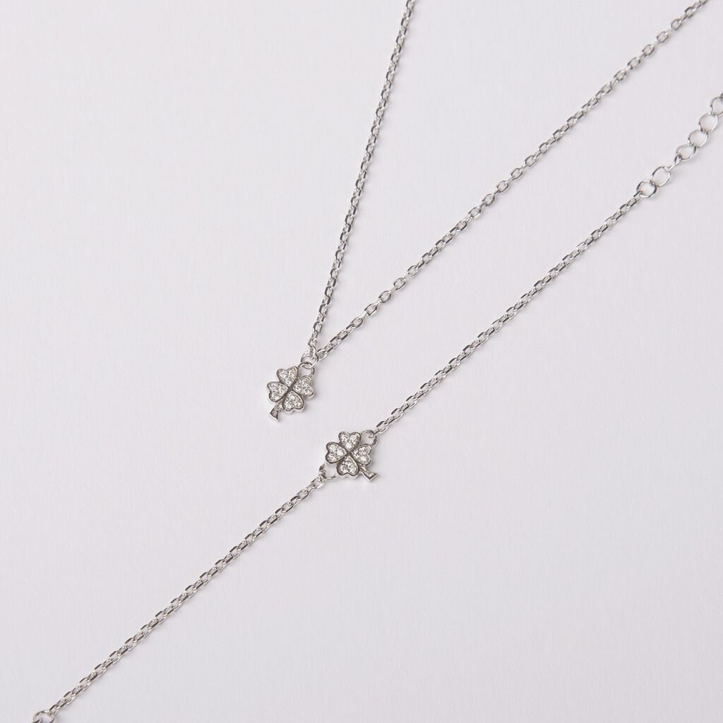 DONNIKA Kinder Armband Silber 925 Zirkonia Wei&szlig; 0,1 ct Talisman Kleeblatt