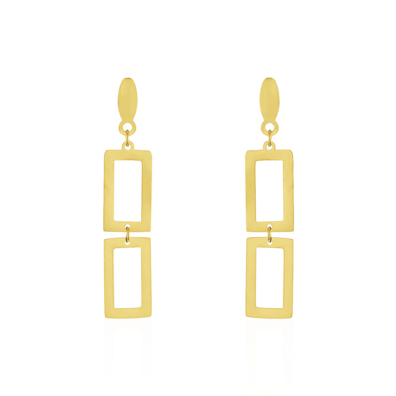 SINA Damen Ohrringe Lang Edelstahl vergoldet Rechteckig - Ohrringe Damen | OROVIVO