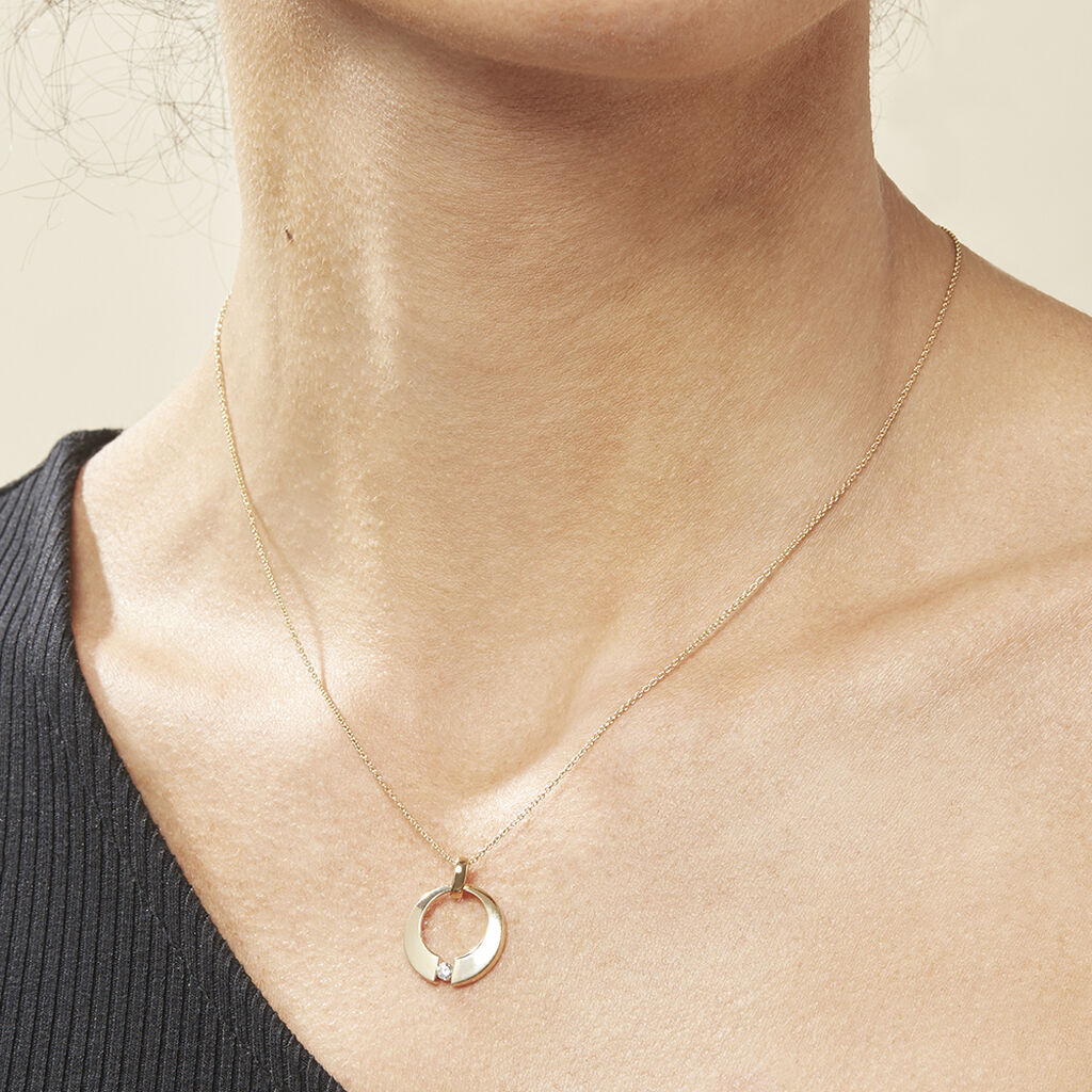Damen Collier Gold 375 Diamant 0,08ct Kreis Valencia - Halsketten Damen | OROVIVO