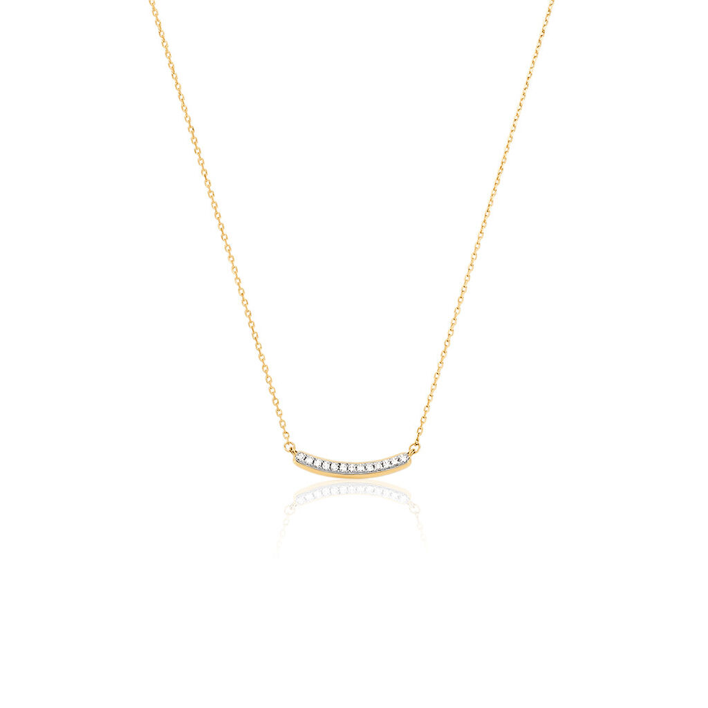 KAYLA Damen Collier Gold 375 (9 Karat) Synthetischer Diamant Wei&szlig; 0,07 ct