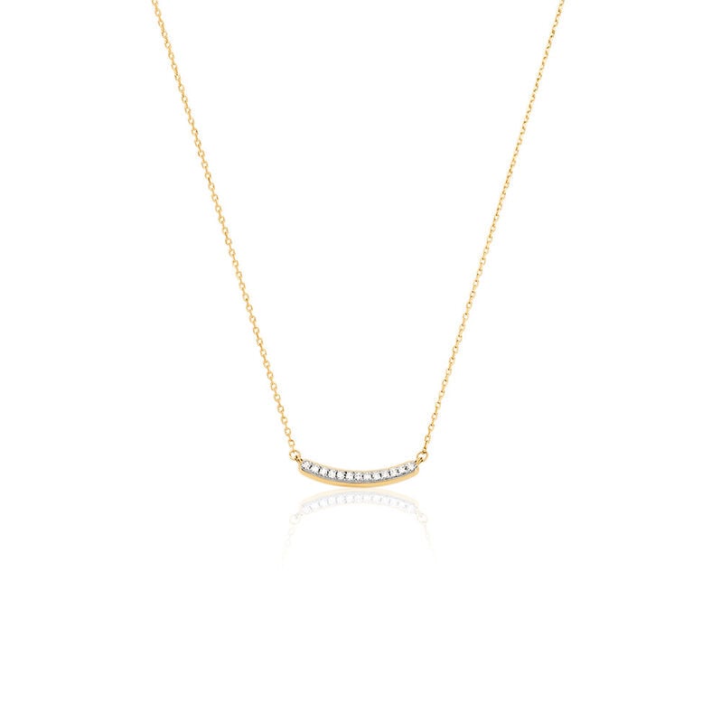KAYLA Damen Collier Gold 375 (9 Karat) Synthetischer Diamant Wei&szlig; 0,07 ct - Halsketten Damen | OROVIVO