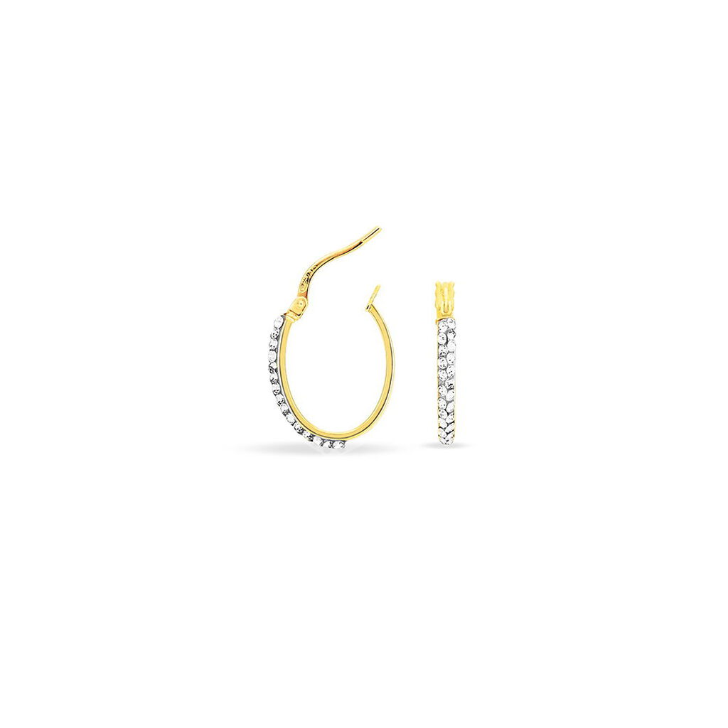 SANDRINE 002 Damen Creolen Gold 375 (9 Karat) Strass Wei&szlig;