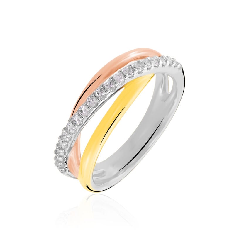 CELESTE Damen Ring Silber Tricolor 925 Zirkonia Wei&szlig; 0,63 ct B 7 mm - Ringe mit Stein Damen | OROVIVO