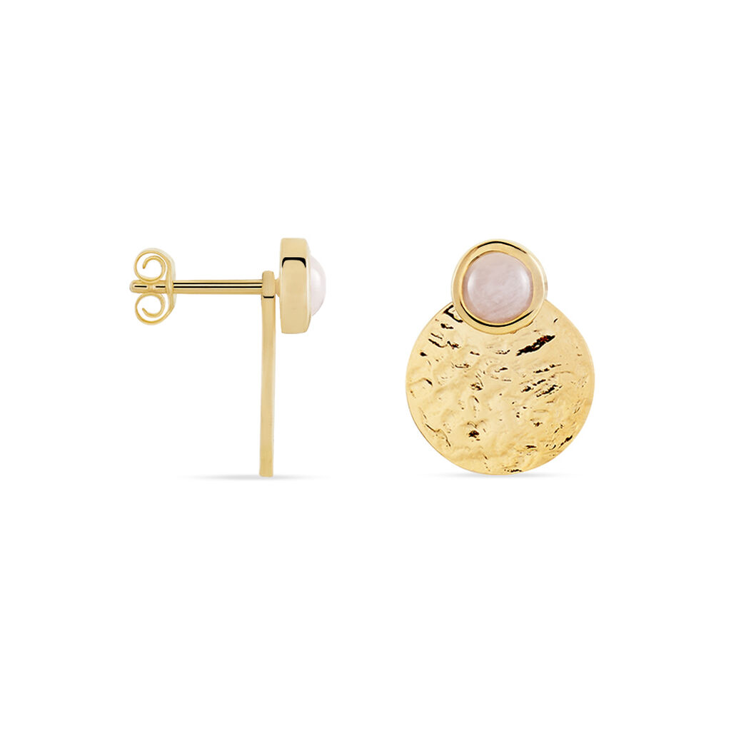 RUMENA Damen Ohrstecker Vergoldet Quarz Ros&eacute;