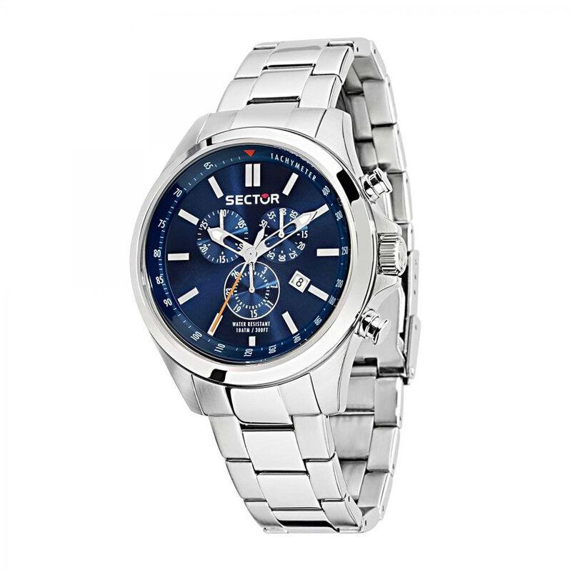 Orologio cronografo Sector No Limits cinturino e cassa in acciaio quadrante blu - Spannringe  | OROVIVO