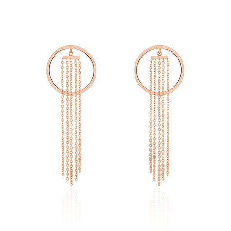 MILUVKA Damen Ohrringe Lang Edelstahl rosevergoldet Kreis - Ohrringe  | OROVIVO