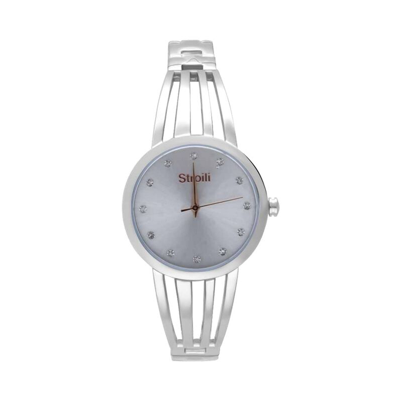 Paris 3h orologio in acciaio silver con quadrante silver con strass e bracciale semirigido - Spannringe Damen | OROVIVO