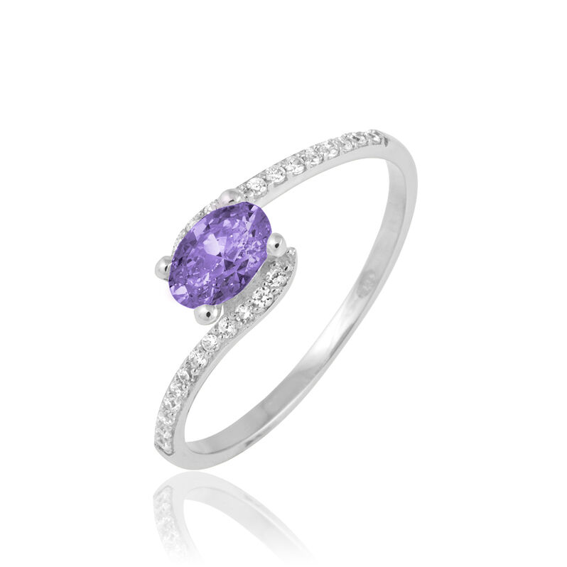 Bague Loriane Or Blanc Amethyste Et Oxyde De Zirconium - Spannringe Damen | OROVIVO