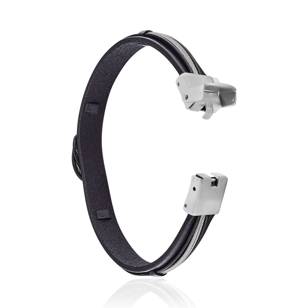 Herren Lederarmband Edelstahl Schwarz Knoten - Armbänder mit Anhänger Herren | OROVIVO