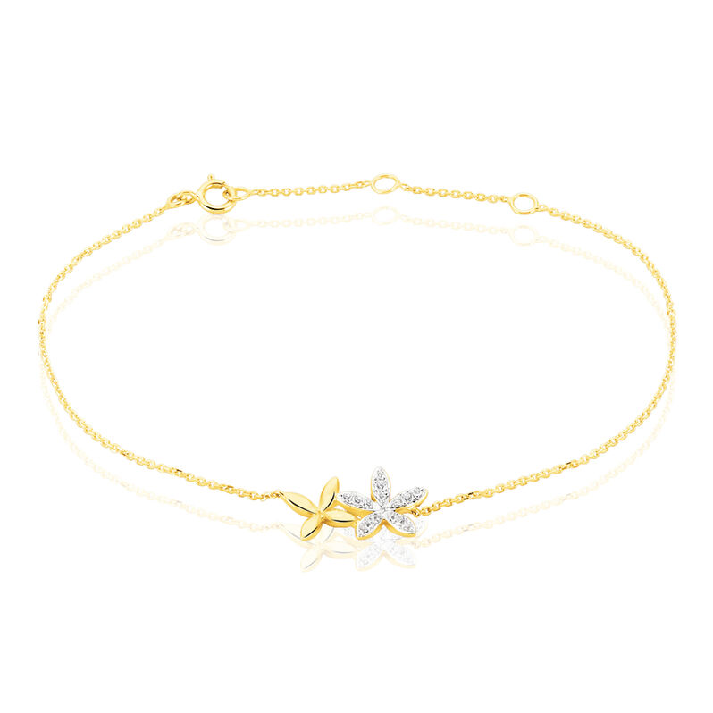 Bracelet Aneta Or Jaune Fleurs Oxydes - Spannringe Damen | OROVIVO