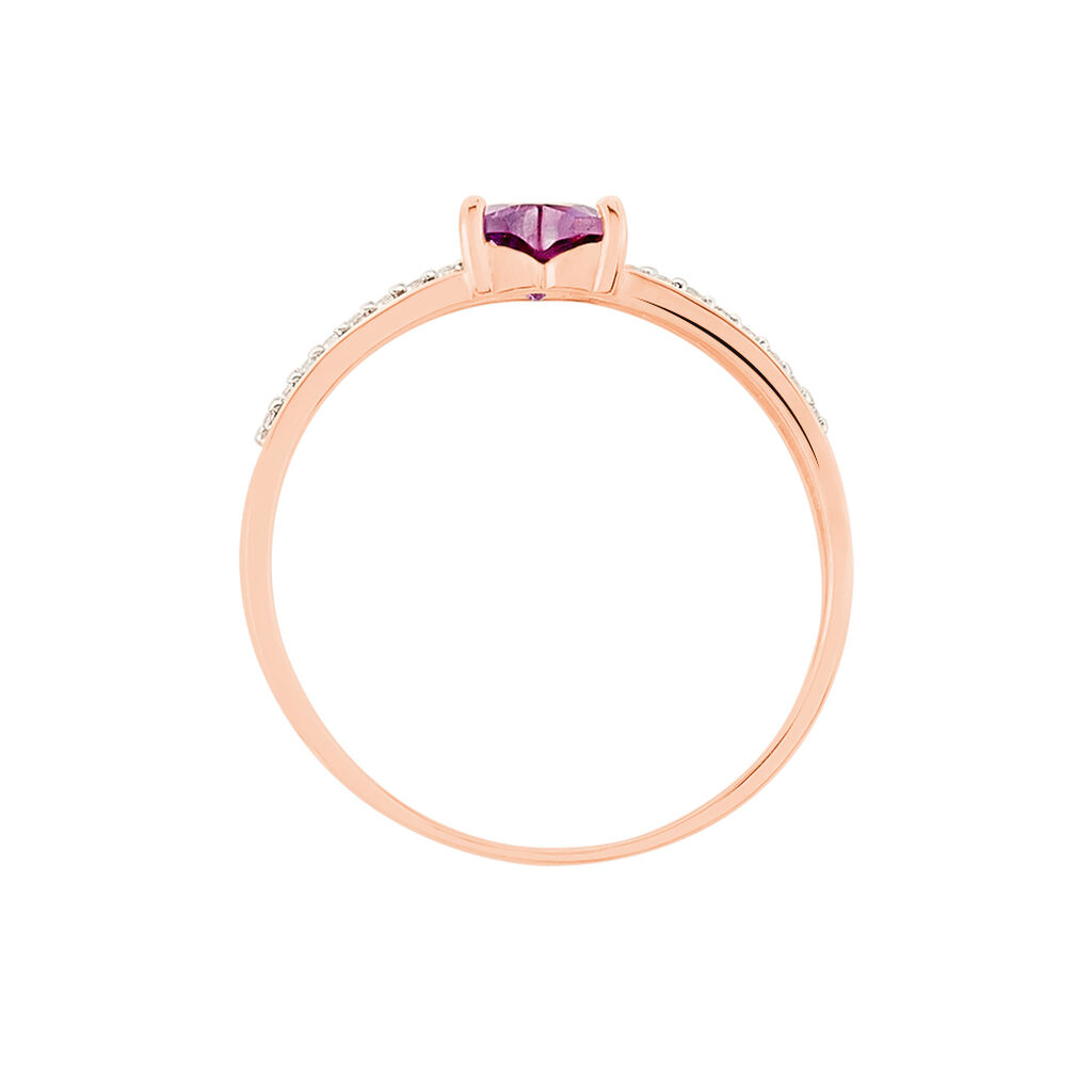Bague Or Rose Chloe Cœur Amethyste - Spannringe Damen | OROVIVO