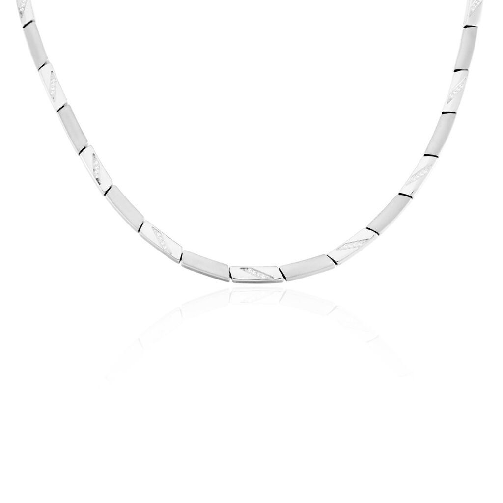 VIVIAN Damen Collier Titan Zirkonia Weiß 0,56 ct Rechteckig B 4,5 mm, Collier mit Stein