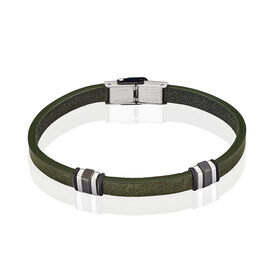 Herren Lederarmband Edelstahl Schwarz Grün - Lederarmbänder Herren | OROVIVO