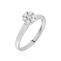 Damen Ring Weißgold 585 Rund Weiß Carocla