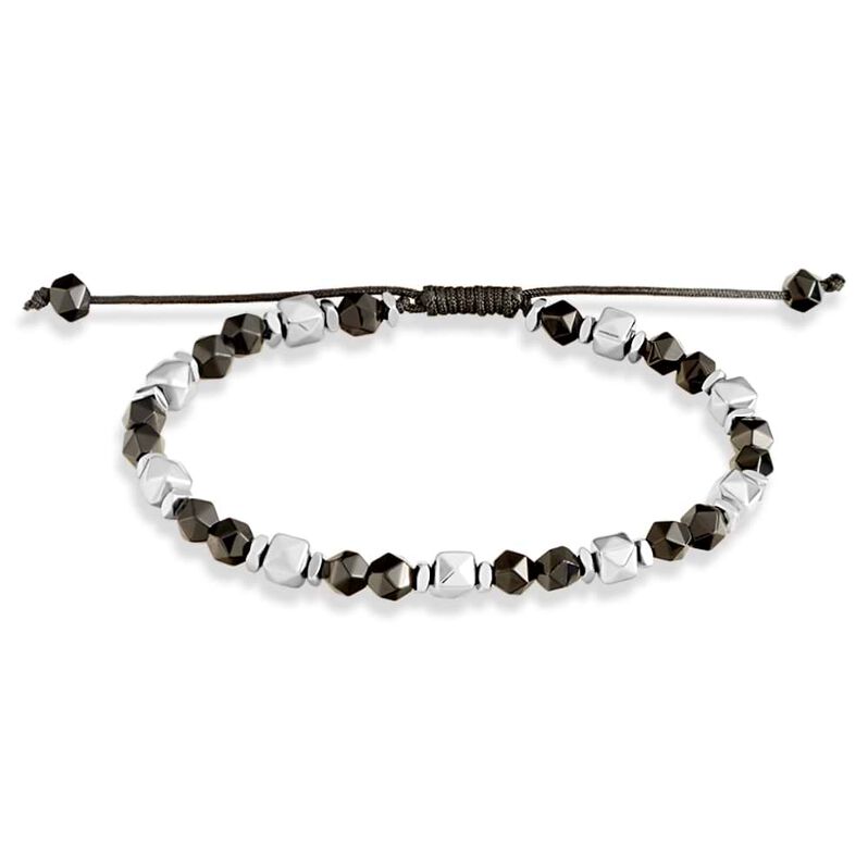 Bracciale in corda pietre e acciaio nero - Spannringe Herren | OROVIVO