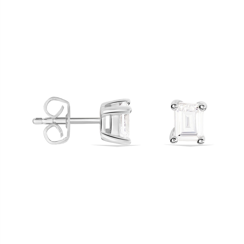 MATHILDA 7 Damen Ohrstecker Silber 925 Zirkonia Wei&szlig; 0,2 ct Rechteckig