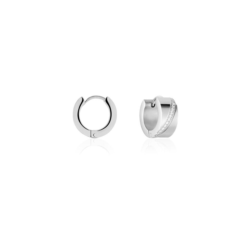 Damen Creolen Edelstahl Synthetischer Stein Weiß 13,00mm 6,00mm  - Creolen Damen | OROVIVO