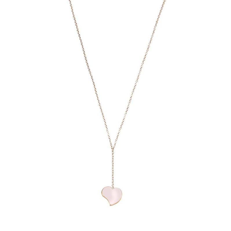 Girocollo in acciaio e cuore smalto rosa - Spannringe Damen | OROVIVO