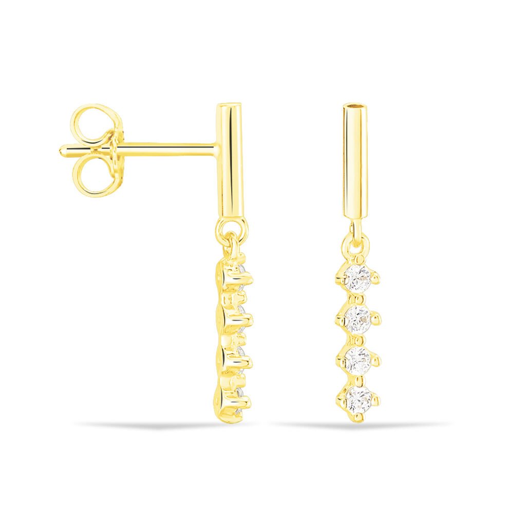 STARRY Damen Ohrringe Lang Gold 375 (9 Karat) Zirkonia Wei&szlig;