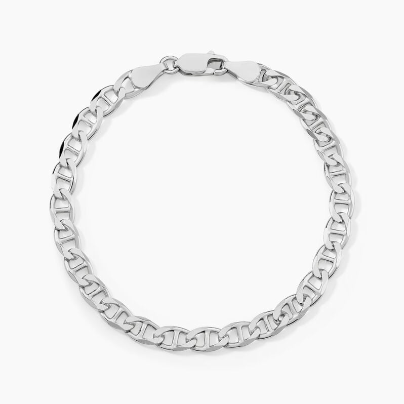 Bracelet Maille Argent Rhodié Nazima - Spannringe Herren | OROVIVO