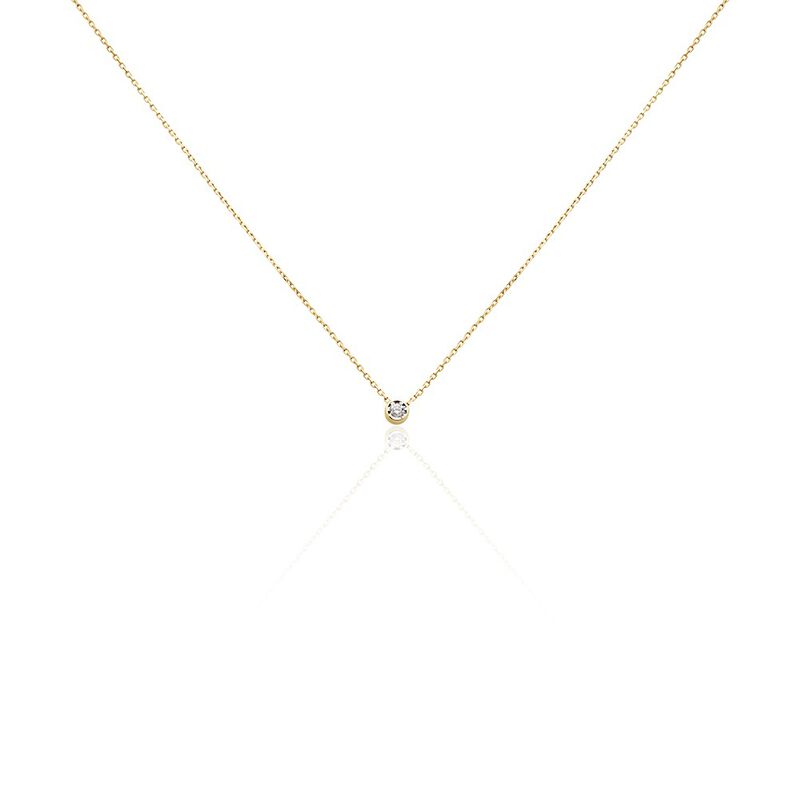Delicate Damen Collier Gold 375 (9 Karat) Diamant Wei&szlig; 0,05 ct - Halsketten Damen | OROVIVO